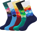 DRASEX Men's Dress Socks Funky Colorful Pattern Cotton Novelty Casual Crew Socks