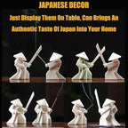 EAEMDY Samurai Figure Figurine Japanese Warrior Statue Decor for Table Room, Incense Holder for Stick Burner Incense Stick Holder, Kongfu Tea Pet Decoration (6.White A+Green A)