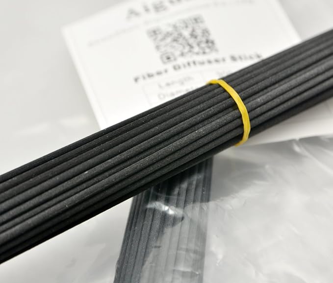 50 Pieces Fiber Reed Diffuser Replacement Refill Sticks for Aroma Fragrance (Black, 12" x3mm)
