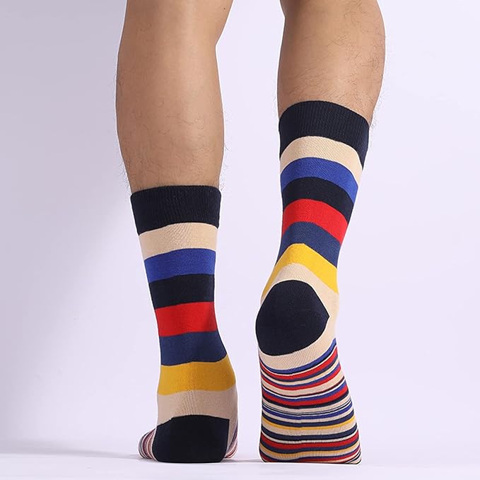 DRASEX Men's Dress Socks Funky Colorful Pattern Cotton Novelty Casual Crew Socks
