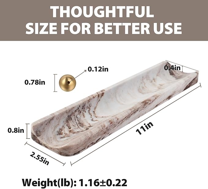 Koville Italian Natural Marble Incense Holder, Incense Holders for Sticks, Incense Burner Holder, Ideal for Meditation and Relaxing, Easy to Clean(Palissandro Classico)