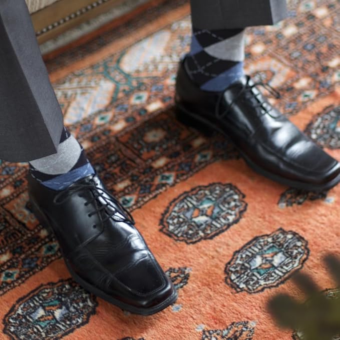 Pierre Henry Over the Calf Socks for Men (3 pairs) | Cotton Over the Calf Dress Socks | Long Socks Designed to Stay up 12+ hr