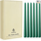 New Burning Formula Unscented Dripless 10-Inch Taper Candles Set of 12 - Emerald, for Wedding, Dinner - Smokeless, Long Burning - Hand Poured, Colored Tall Candlesticks - Esmeralda