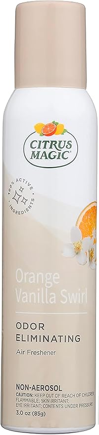 Citrus Magic Odor Eliminating Air Freshener Spray, Orange-Vanilla Swirl, 3-Ounce, Pack of 3