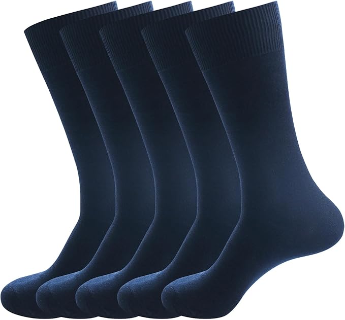 Men's Dress Socks 5 Pairs Mens Cotton Calf Business Formal Socks Soft Breathable Athletic Long Crew Casual Socks