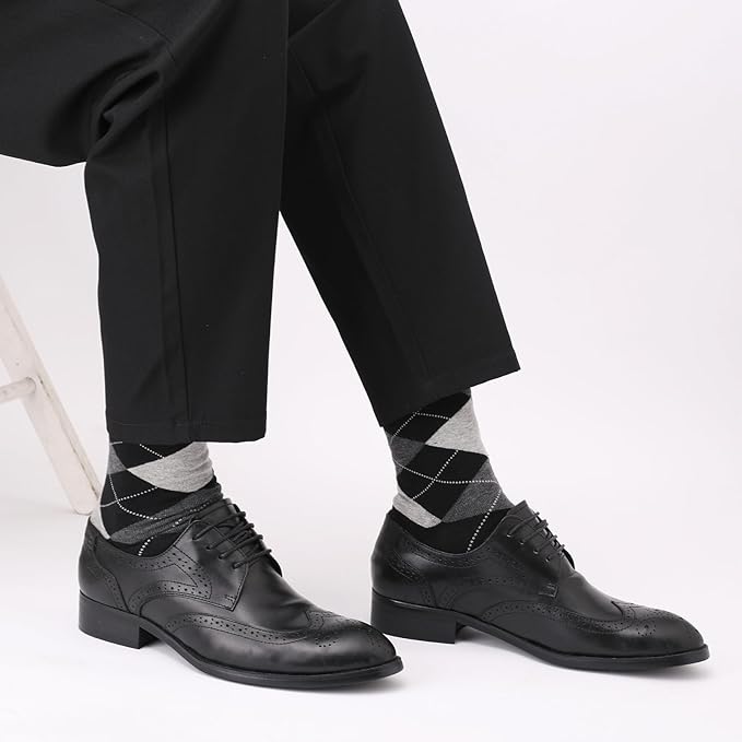 Men's Dress Socks 5 Pairs Mens Cotton Calf Business Formal Socks Soft Breathable Athletic Long Crew Casual Socks