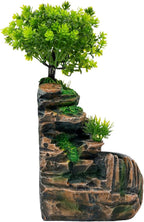 Rockery Stream Tabletop Fountain with Atomizer,Water Pump,LED Light Zen Meditation Indoor Waterfall Feature Indoor Relaxation Desktop Fountain for Home Office Bedroom Decoration (A)