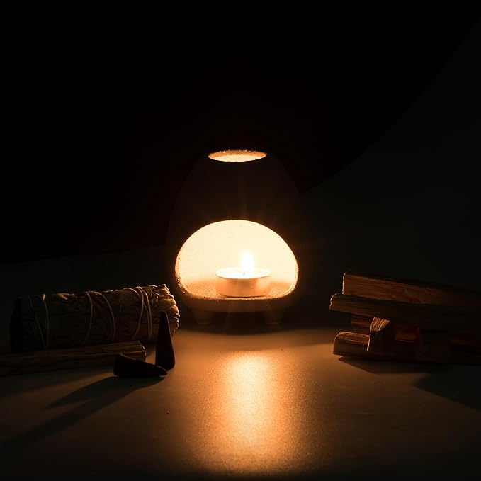 Palo Santo Holder Burner, Handcrafted Ceramic Incense Holder Burner and Ash Catcher for Palo Santo Sticks or sage Bundles, Smudge Bowl, Meditation Home Decor (Gray)