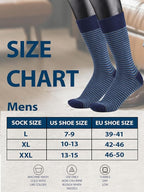 COTTON DAY Men's Premium Soft Combed Cotton Trouser Dress Socks Seamless Toe Black Navy Blue Striped
