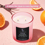Pink Sand Scented Candle, 2-Wick Luxury Soy Wax Candle, 9 oz Aromatherapy Candle Home Fragrance Candles Gift