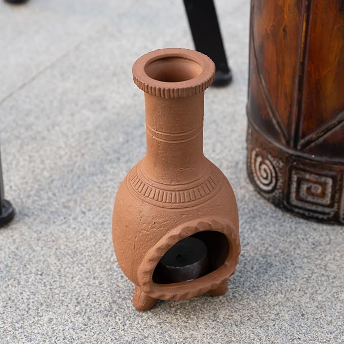 Handmade Terracotta Palo Santo Holder Burner for Smudging and Meditation - Mexican Style Chiminea Clay Incense Dish for Wiccan Altar and Negative Energy Cleansing