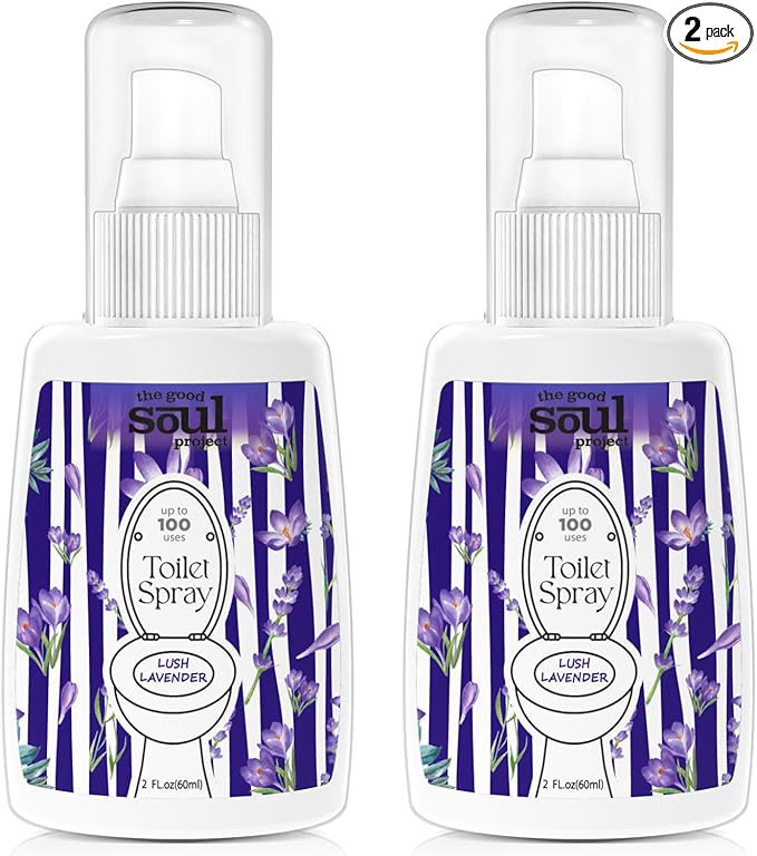 Toilet Spray 2Oz, Lavender Scent, Bathroom Deodorizer, Travel Size Air Fresheners, 2 Pack
