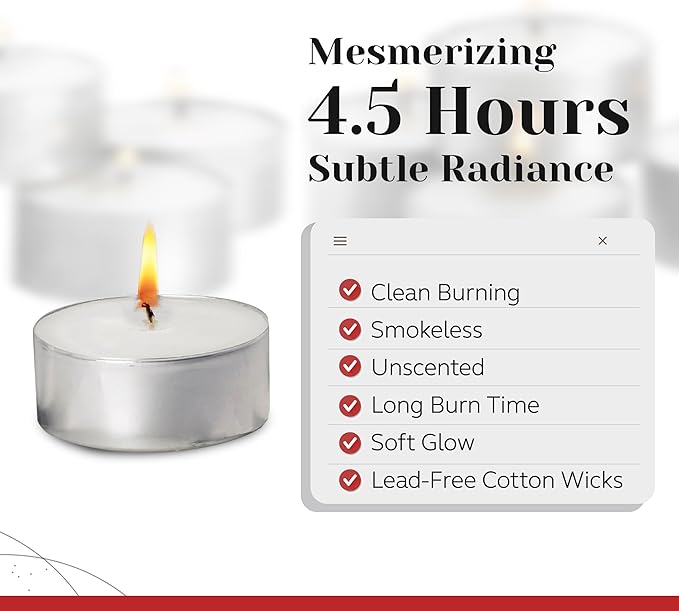 Tea Light Candles in Metal Cups - 4.5 Hours Clean, Long Burning White Unscented Tea Candles - 500 Candles - Votive Bulk for Romantic Dinner, Wedding, Spa & Hotels by PARNOO