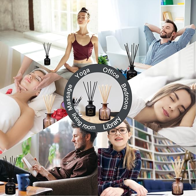 HOSSIAN Reed Diffuser Sticks - Reed diffusers-Reed Sticks -Diffuser Glass Bottles-Diffuser Refills- Natural Rattan Wood Replacement for Aroma Fragrance (7.87" *3.5mm Black and Beige)