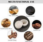 ELLDOO Natural Travertine Incense Holder, Home Decor Handmade Ball Shape Incense Cone Burner for Yoga Meditation SPA Reading, Gray