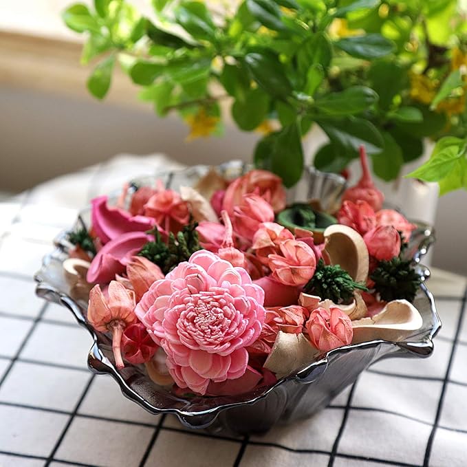 Qingbei Rina Potpourri,Rose Scented Potpourri Bowl Filler Dried Flower,Pink Decorative Popery,Home Fragrance Perfume,Bathroom Decor,9.8 Oz