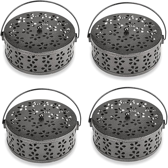 4 Pieces Coil Holder Portable Mosquito Incense Holder Iron Mosquito Incense Holder Retro Iron Coil Holder for Indoor Outdoor Hanging Camping Patio, 5.3 Inch