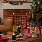 New Burning Formula Unscented Dripless 10-Inch Taper Candles Set of 12 - Dark Red, for Wedding, Dinner - Smokeless, Long Burning - Hand Poured, Colored Tall Candlesticks - Rojo Oscuro