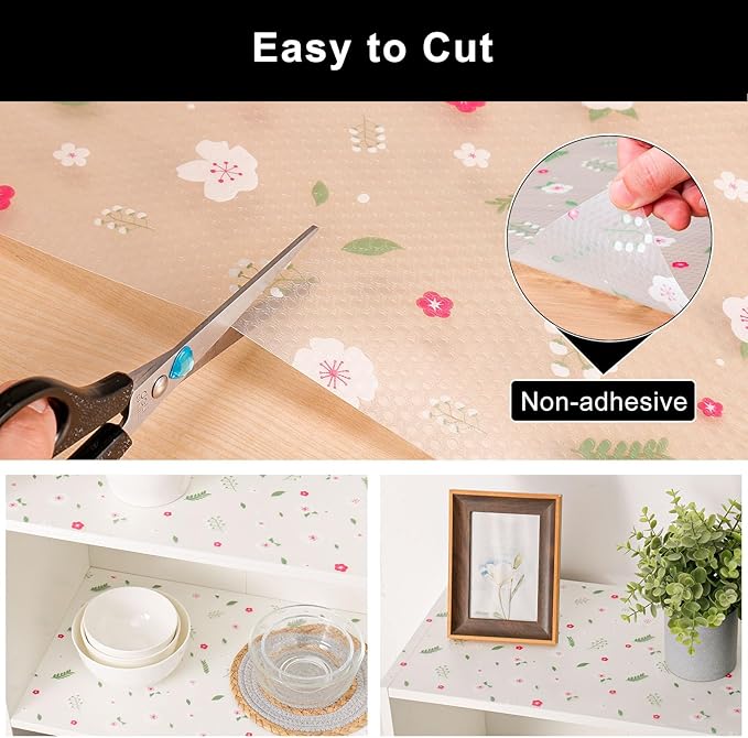 Cooyes Shelf Liner – Premium Non-Adhesive Cabinet & Drawer Liner for Kitchen – Waterproof Shelf Paper with Modern Pattern – Durable EVA Cabinet Mat – Easy to Cut