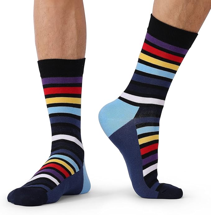 DRASEX Men's Dress Socks Funky Colorful Pattern Cotton Novelty Casual Crew Socks