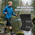 BISOUSOX Merino Wool Socks for Men, Thin Wool Socks Mens Black Dress Sock Crew Calf Long Tube Boot Size 9-12