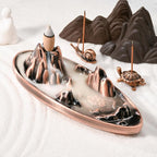 wellsee Incense Burner - Incense Waterfall Fountain Backflow Incense Holder with Sticks Holder & Cones, Tweezers, Box