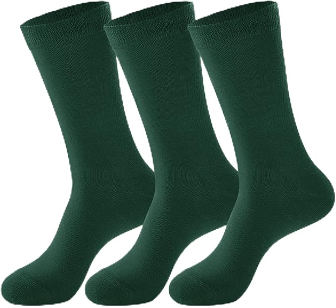 J-BOX Men's Cotton Crew Socks-Wicking Black Dress Socks, Anti-Odor&Breathable for Business/Casual, Size 6-15