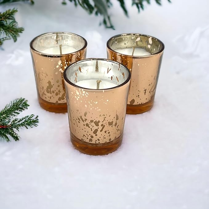 Mister Candle - Citronella Scented Rose Mercury Filled Glass Votive Candles Jars with Soy Wax, Perfect Home Decoration, Wedding Favors Hand Poured in USA (Set of 12) (Citronella)