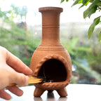 Handmade Terracotta Palo Santo Holder Burner for Smudging and Meditation - Mexican Style Chiminea Clay Incense Dish for Wiccan Altar and Negative Energy Cleansing