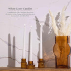 Bask 10-inch Taper Candles - Unscented and Dripless - Burns for 8 Hours - Home Decor for Dinner Table, Kitchen, and Bedroom - Perfect for a Romantic Date or Anniversary - 12-Pack - Ivory