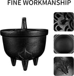 Cast Iron Incense Burner - 4 in 1 Incense Holder Burner Set, Three-Legged Incense Ash Catcher with Lid for Rituals, Decoration, Etc（Large）
