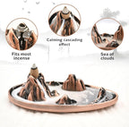 wellsee Incense Burner - Incense Waterfall Fountain Backflow Incense Holder with Sticks Holder & Cones, Tweezers, Box