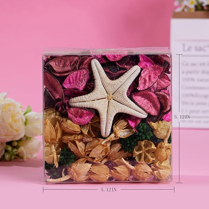 Rose Scented Potpourri - Long-Lasting Bowl & Vase Filler | Pink Dried Flowers | Home Fragrance Décor for Bathroom, Living Room, Bedroom, Office (4.9oz/140g)