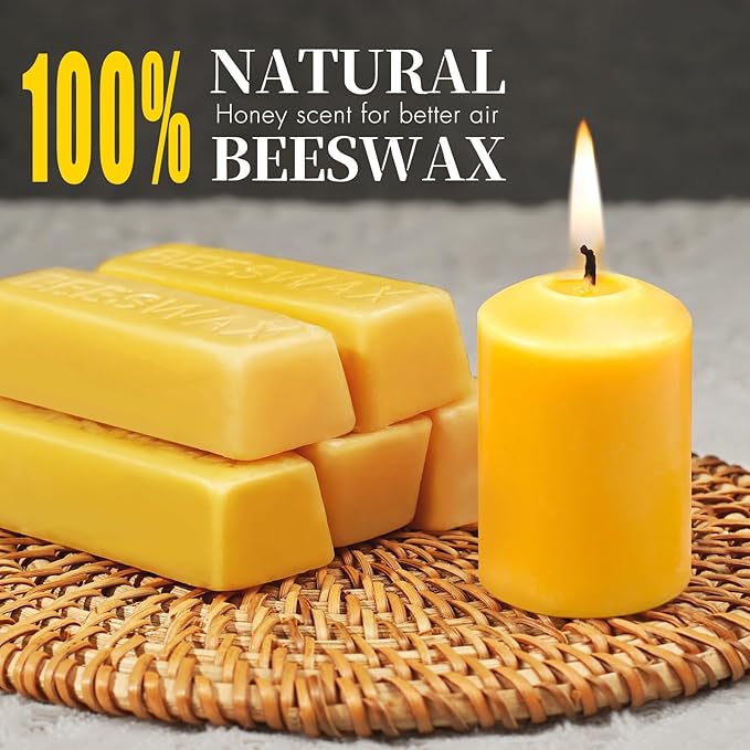 Natural Beeswax Votive Candles,11-12 Hours Unscented Votive Candles Bulk,6 Pack Beeswax Candle for Prayers,100% Pure Bees Wax Candles for Spa Relax