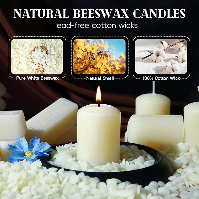 White Beeswax Votive Candles12 Pack,100% Pure Beeswax Candles,Unscented,Slow-Burning 11-12 Hours, Natural Bees Wax Candle for Home,Church,Prayer
