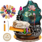 Mountain Waterfall Incense Burner，Backfall Incense Holder River, Incense Falls Meditation Decor for Room with Upgrade Incense Cones and Accessories (Applique)