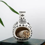 Handcrafted Palo Santo Holder Ceramic Incense Burner - Compact Size for Meditation Space - Burn Palo Santo Sticks and Cones Safely - Sage Aromatherapy Decor