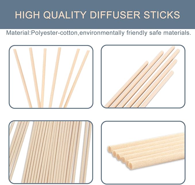 HOSSIAN Reed Diffuser Sticks - Reed diffusers-Reed Sticks -Diffuser Glass Bottles-Diffuser Refills- Natural Rattan Wood Replacement for Aroma Fragrance 50PCS(7.5"*3.5mm Primary Color)