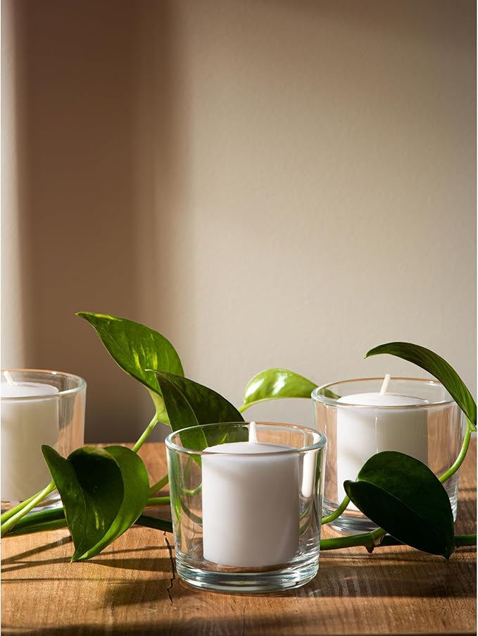 CANDWAX 15 Hour Votive Candles Set of 36 - White - Perfect for Weddings or Emergencies - Unscented - 1.5x1.7 inch