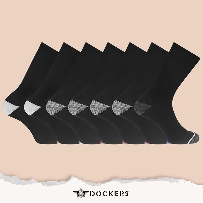 DOCKERS Men's Performance Socks - 3-Pairs and 6-Pairs Athletic and Dress Crew Socks for Men