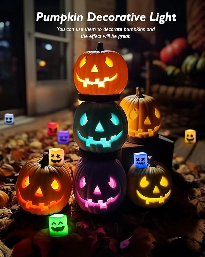 Homemory 24Pack Color Changing Halloween Flameless Candles, 200+ Hours LED Votive Candles, Battery Operated Tea Lights for Pumpkin, Party, Christmas Decor (Batteries Included)