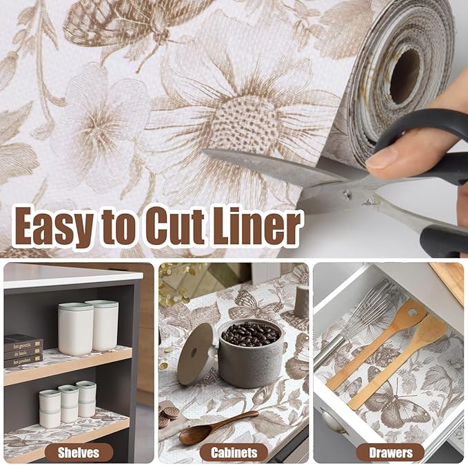 Drawer and Shelf Liner for Kitchen Cabinets,Non-Adhesive Cabinet Liner,Non Slip Waterproof Drawer Liner,Easy to Clean Strong Grip Kitchen Liner for Cupboard,Dresser,Shelves,(12In x 10FT)
