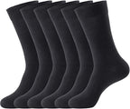 J-BOX Men's Cotton Crew Socks-Wicking Black Dress Socks, Anti-Odor&Breathable for Business/Casual, Size 6-15
