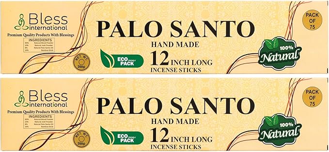 Bless-International-Palo-Santo 100%-Natural-Handmade-Incense-Sticks Organic-Chemicals-Free-for-Relaxation-Positivity-Yoga-Meditation 12-Inches-1-Hour-Plus-Burning-Time-150-Sticks-14-OZ