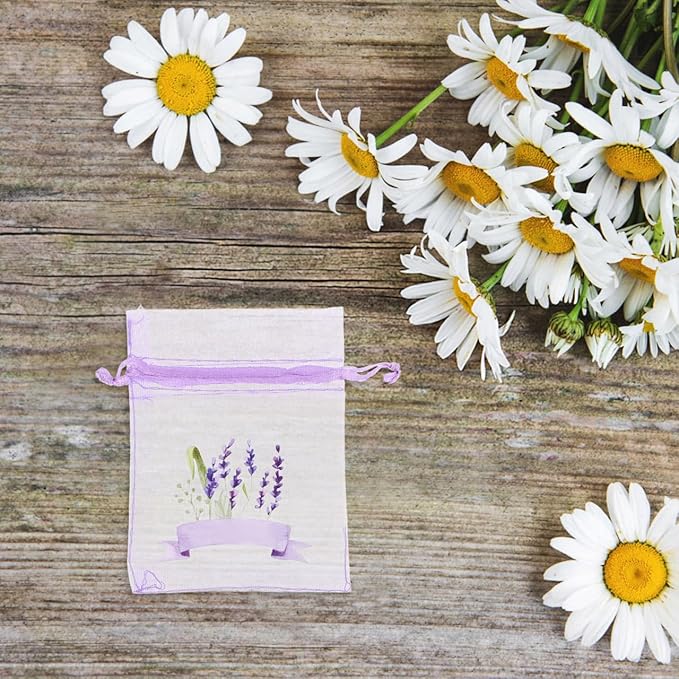 ABOOFAN 20pcs Lavender Sachet Bags Empty Mesh Storage Pouches for Dried Flowers Multi-use Organza Drawstring Bags for Home Fragrance and Party Favors