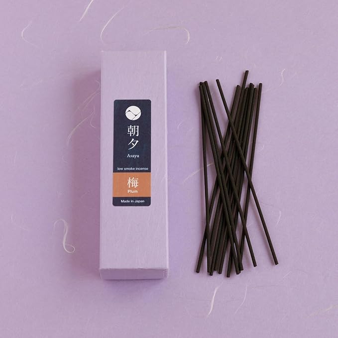 Asayu Japanese Low Smoke Incense Sticks Plum Blossom Scent 20g (0.71 oz), Made in Japan Quality Incense for Morning Yoga, Meditation, Relaxation