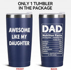Father's Day Gift for Dad from Daughter - 20oz Coffee Mug - Best Bonus Dad Birthday Gifts for Father, Husband - Christmas Ideas Drinking Cup Tumbler, Navy Blue