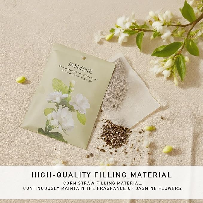 Jasmine Scented Sachet Bags - 12 Pack Home & Car Freshener, Odor Eliminator for Closets, Rooms, Drawers, Wardrobes, Toilets, Long - Lasting 360 - Day Fragrance