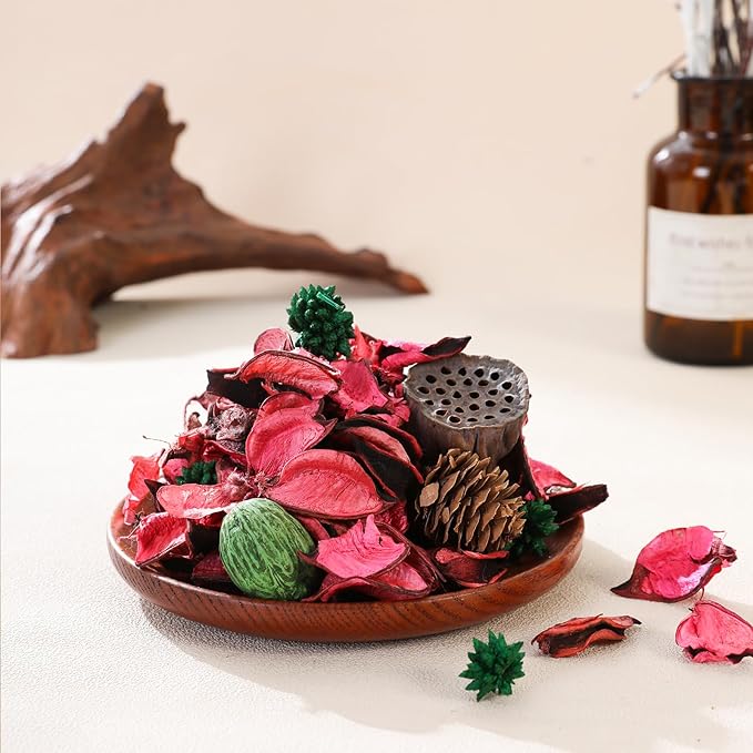 Spring Potpourri Bags, Potpourri Bowl Vase Filler, Rose Scented Dried Flowers, Home Decor Fragrance Sachet Petal, Fragrance for Bathroom Living Room Office Decorative (Rose Red)