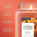 Yankee Candle Spiced Pumpkin, Fall Scented Candle, 22oz Large Jar with up to 150 Hour Burn Time